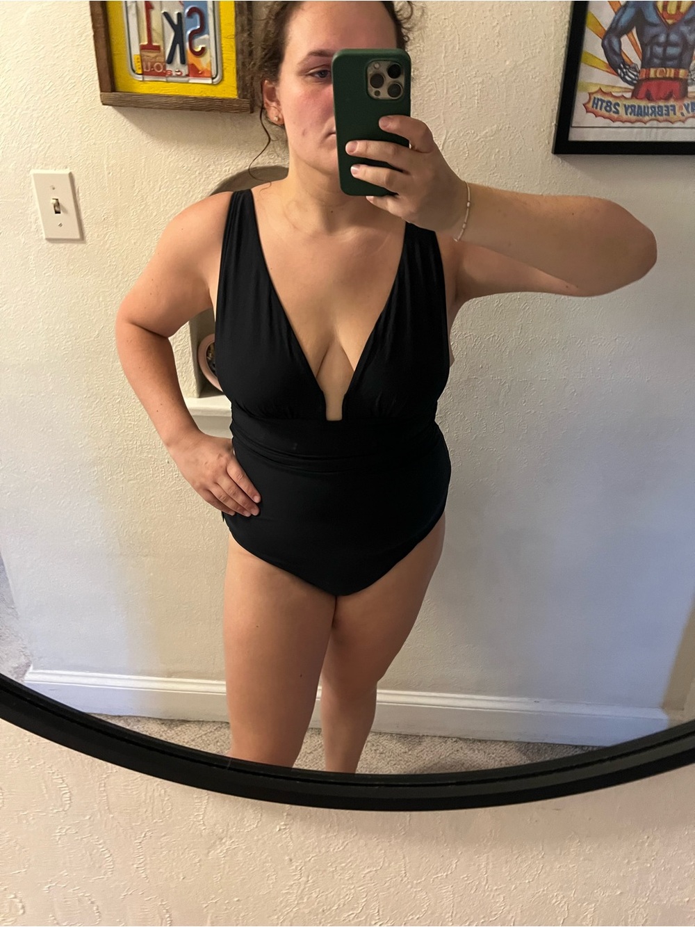 Calvin Klein Black One-Piece with Silver Logo Plaque